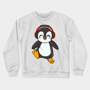 Cute Penguin with Headphones Crewneck Sweatshirt